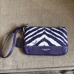 Coach Purple and White Wristlet